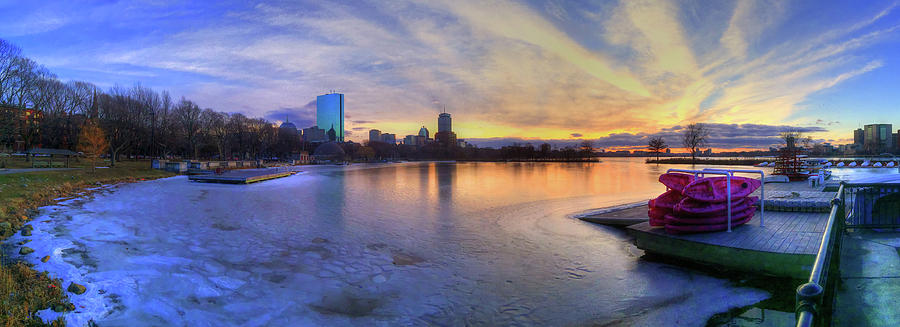 Panoramic Sunset over the Boston Skyline Photograph by Joann Vitali