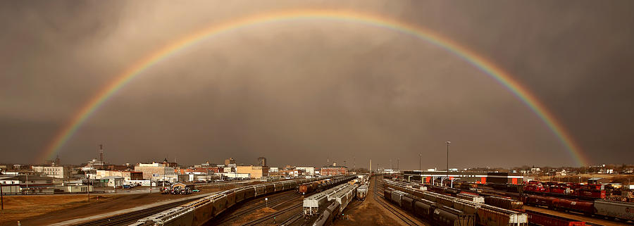 Panoramic Train Yard Storm Digital Art by Mark Duffy