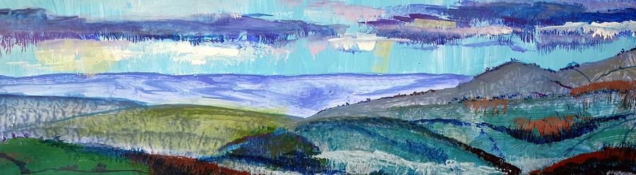 Panoramic view from Exeter of Devon hills Painting by Mike Jory