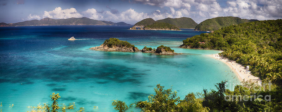 Panoramic View of a Beach with Turquoise Waters Photograph by George ...