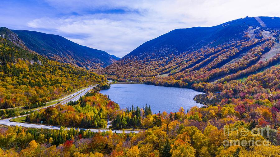 Panoramic view of Franconia Notch. Photograph by New England Photography