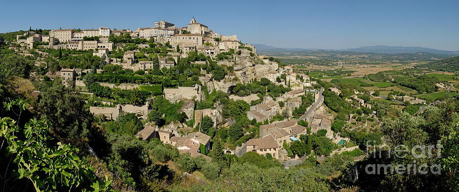 Architecture Photograph - Panoramic view of Gordes Medieval hilltop village by Sami Sarkis