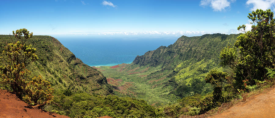 Mountain Photograph - Panoramic view of Kalalau valley Kauai by Steven Heap