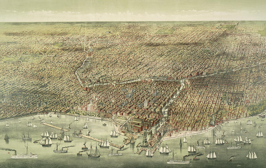 Panoramic View of the City of Chicago Painting by American School