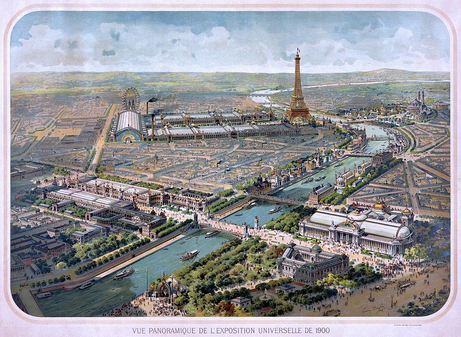 Panoramic view of the Exposition Universelle, Paris, 1900 Painting by Vincent Monozlay