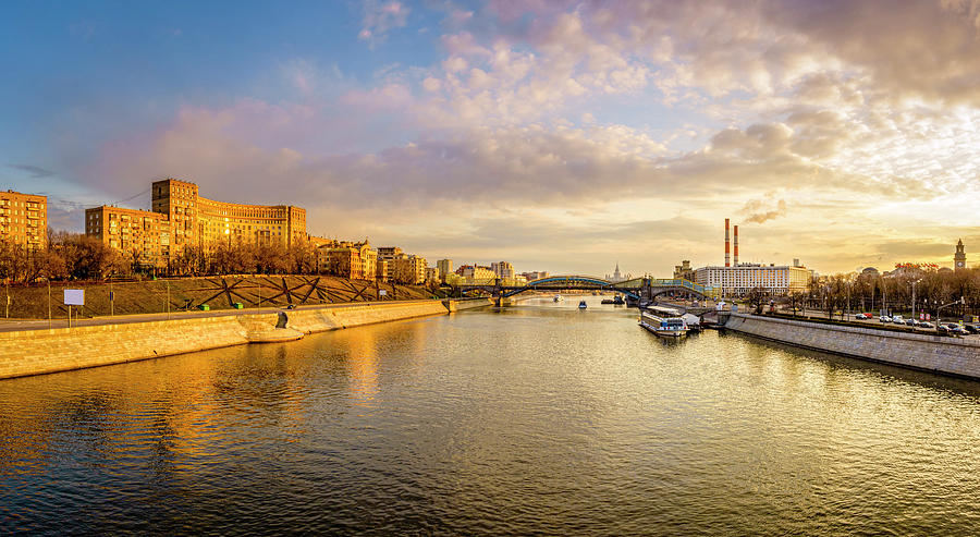 Panoramic view of the Moscow River Photograph by Alexey Stiop