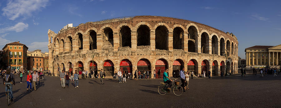 Summer Photograph - Panoramic view on the Arena di Verona in Italy by Yevhenii Volchenkov