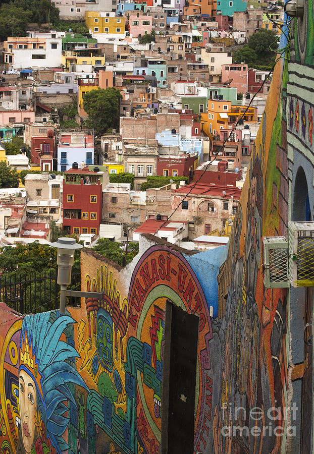 Panoramic vista of colorful buildings in downtown Guanajuato Mexico Photograph by Juli Scalzi