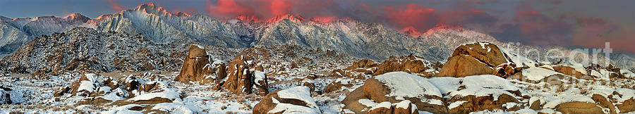 Panoramic Winter Sunrise Alabama Hills Eastern Sierras California Photograph by Dave Welling
