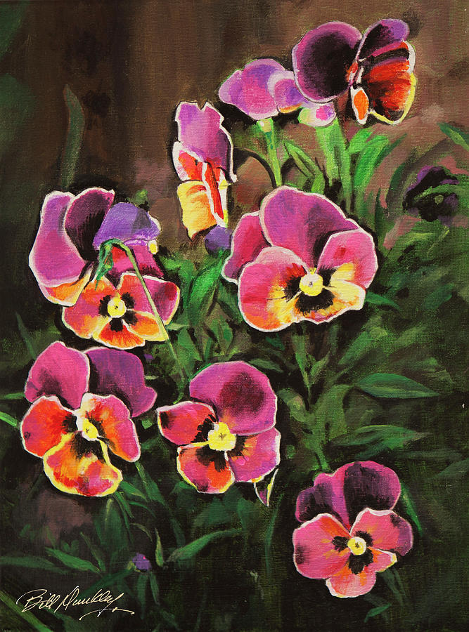 Flower Painting - Pansies by Bill Dunkley