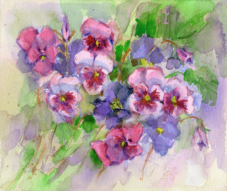 Pansies Painting by Garden Gate