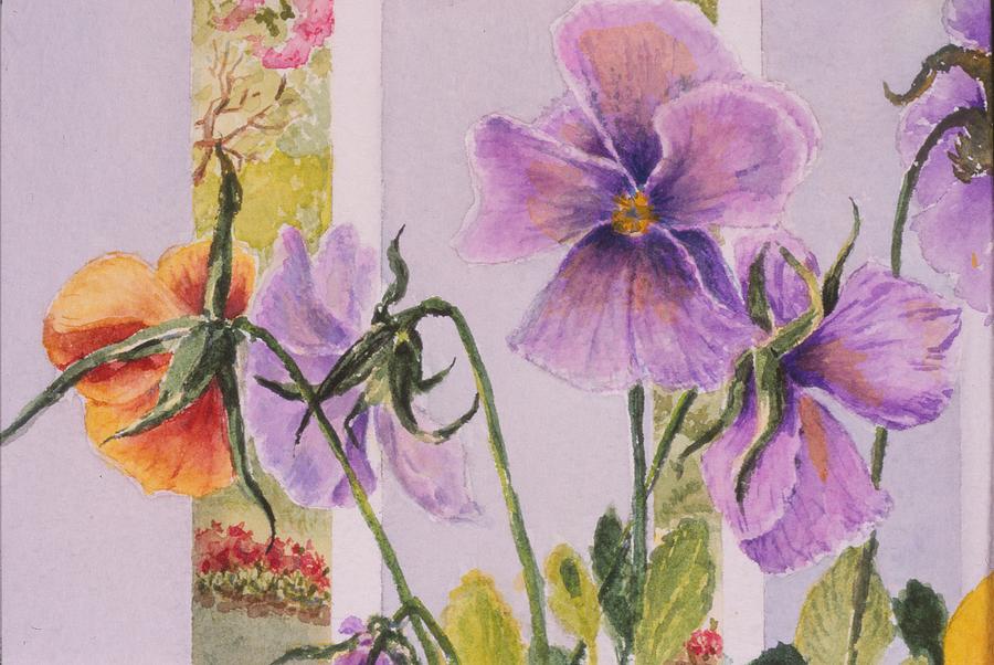 Pansies on my Porch Painting by Mary Ellen Mueller Legault