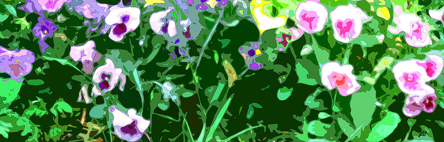 Abstract Digital Art - Pansy Flower Garden by Linda Mears Abstract Digital Art - Pansy Flower Garden by Linda Mears