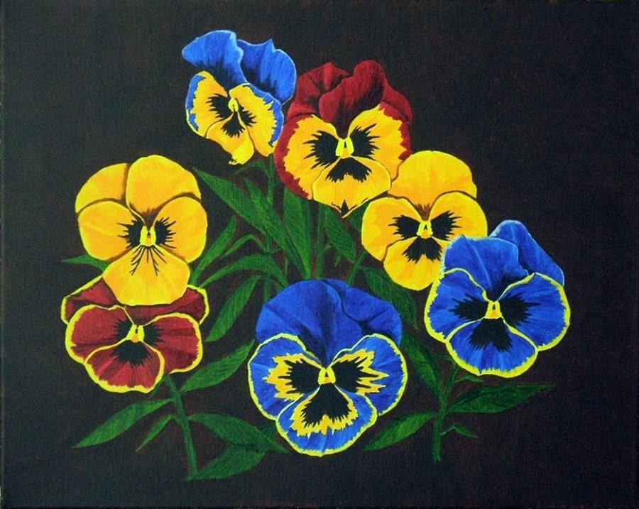 Pansies Painting - Pansy Lions by Brandy House Pansies Painting - Pansy Lions by Brandy House