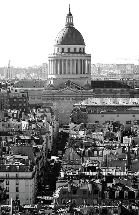 Pantheon Dome at Dawn Paris France Black and White Photograph by Shawn OBrien
