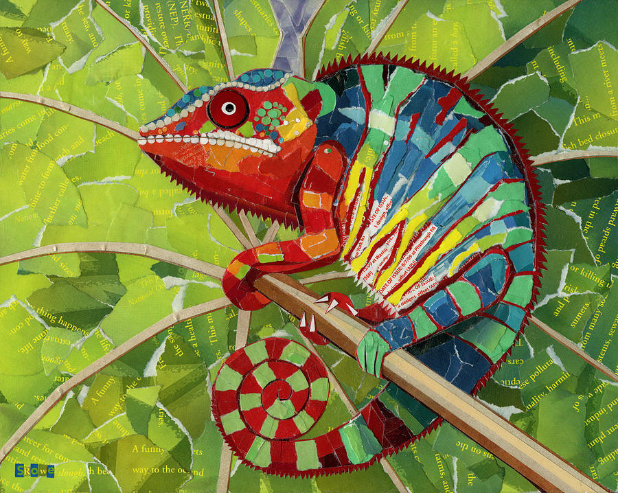 Panther Chameleon Mixed Media by Shawna Rowe