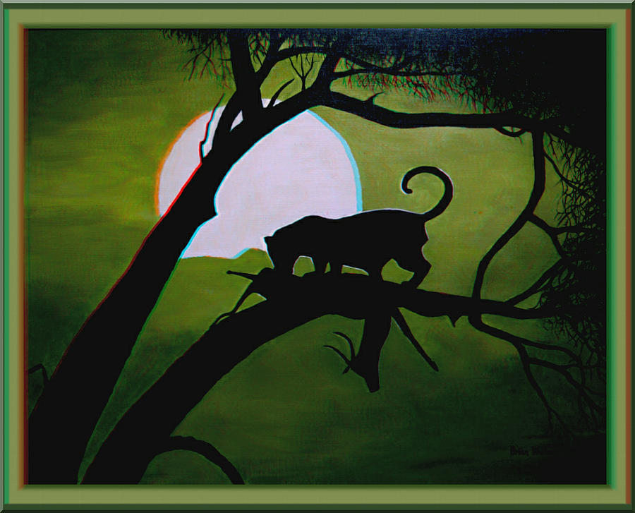 Panther Silhouette - Use Red-Cyan 3D glasses Photograph by Brian Wallace