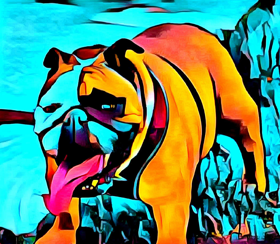 Panting Lady Bulldog Abstract Digital Art by Barbara Snyder
