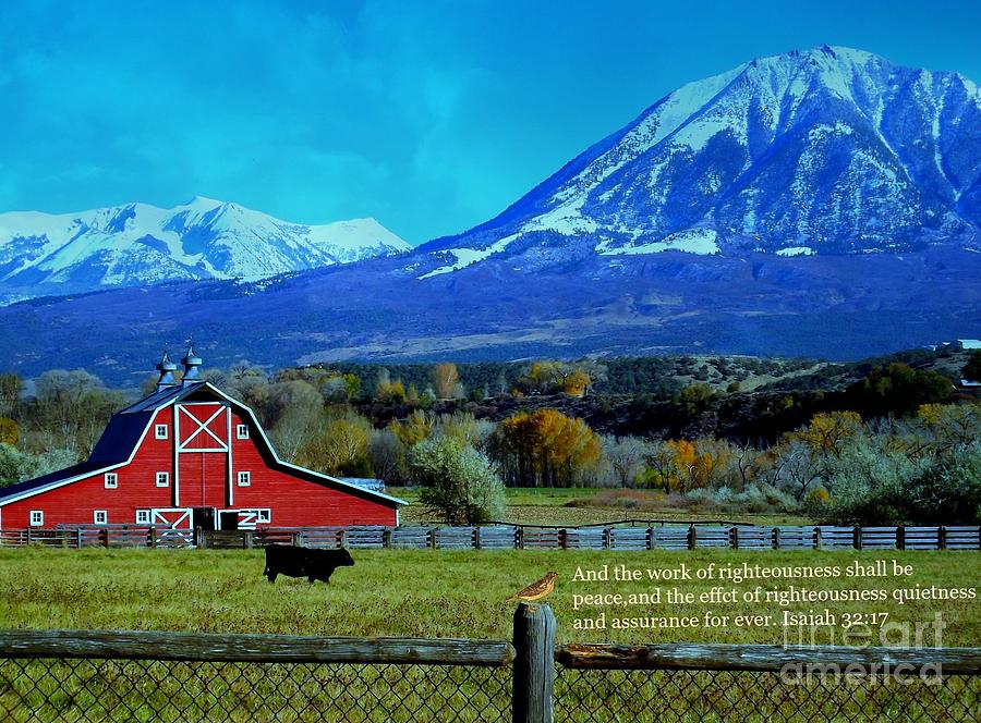 Paonia Mountain and Barn Digital Art by Annie Gibbons