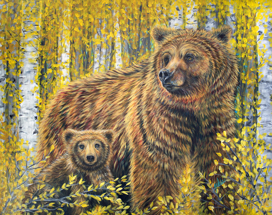 Papa Bear Painting by Teshia Art