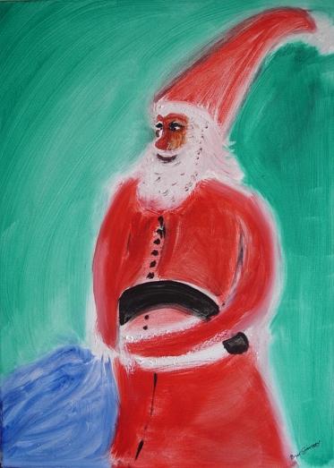 Papa Noel Painting by Roger Cummiskey