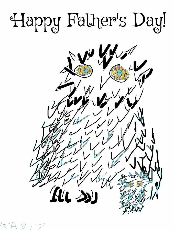 Papa Owl Drawing by Kathy Barney