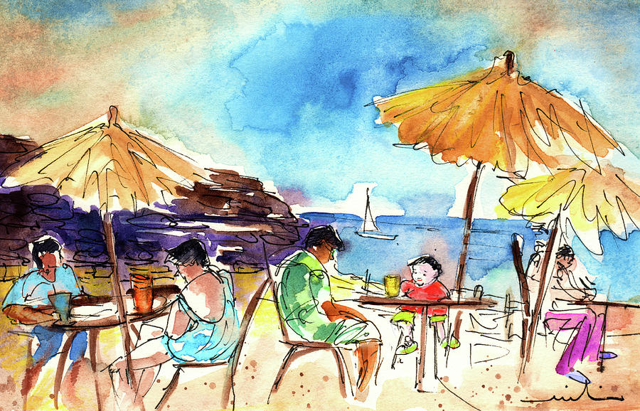 Canary Painting - Papagayo Beach Bar in Lanzarote by Miki De Goodaboom
