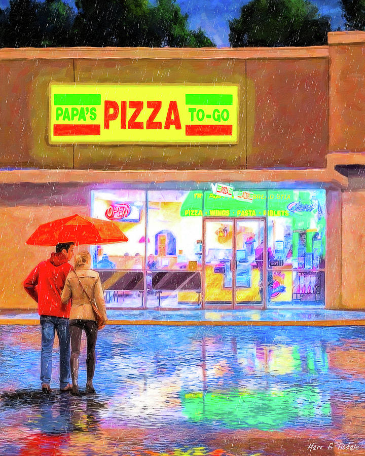Umbrella Mixed Media - Warm Destination On A Rainy Night by Mark Tisdale