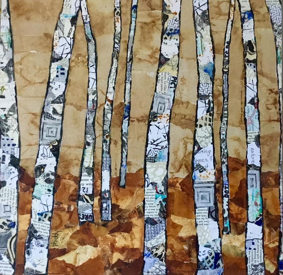 Paper Birch 3 Painting by Phiddy Webb