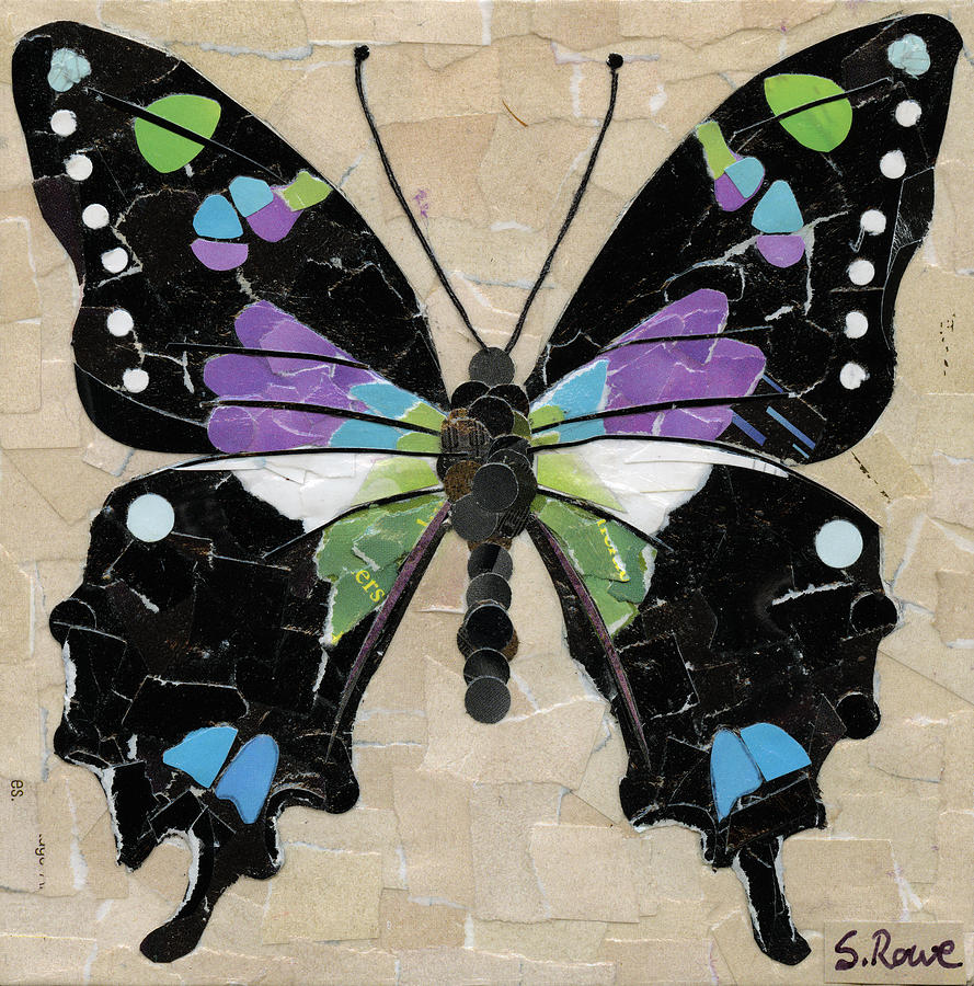 Paper Butterfly - Purple Spotted Swallowtail  Mixed Media by Shawna Rowe