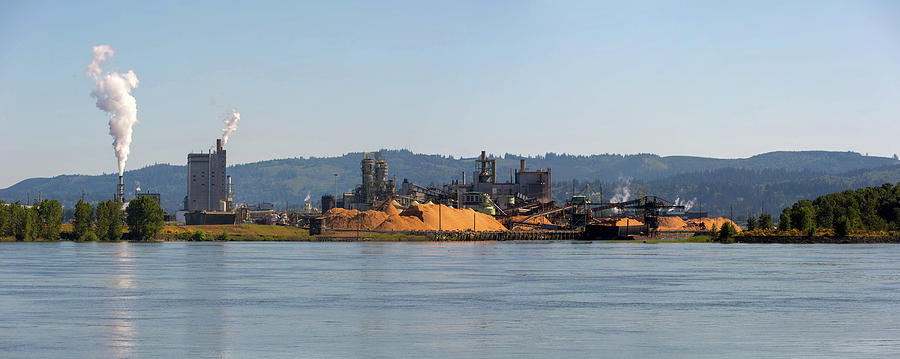 Paper Mill Along Columbia River Panorama Photograph by David Gn