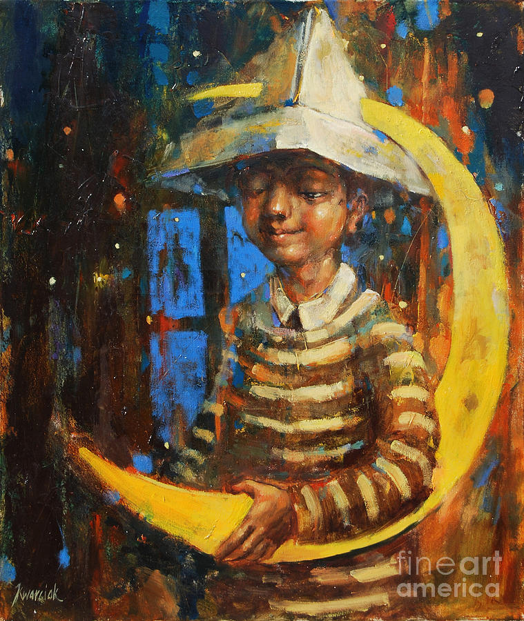 Abstract Painting - Paper Moon by Michal Kwarciak