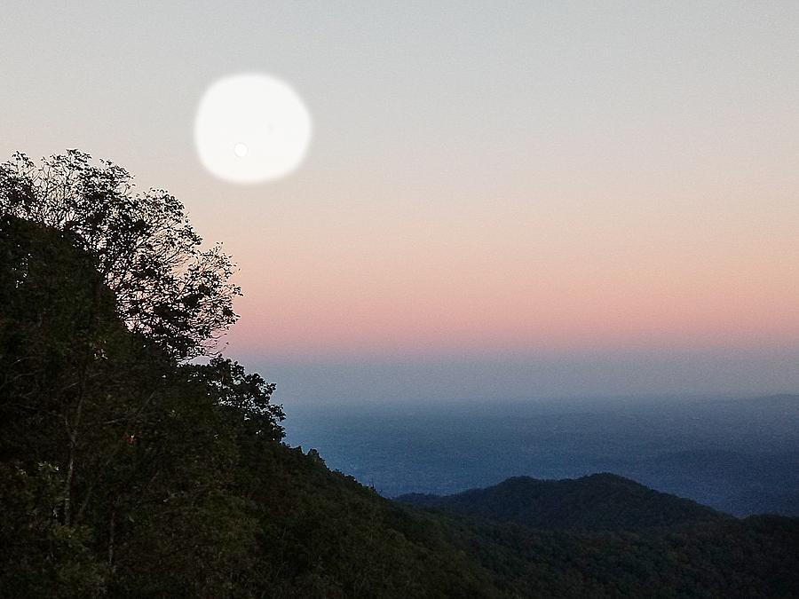 Paper Moon Over Blue Ridge Photograph by Kathy Barney