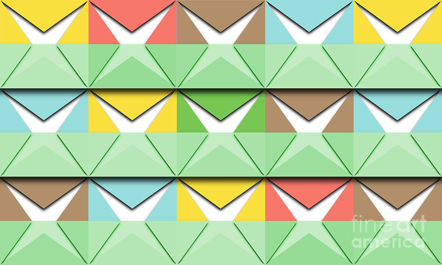 Multicolor Paper Squares and Green Stripes Digital Art by Jason Freedman