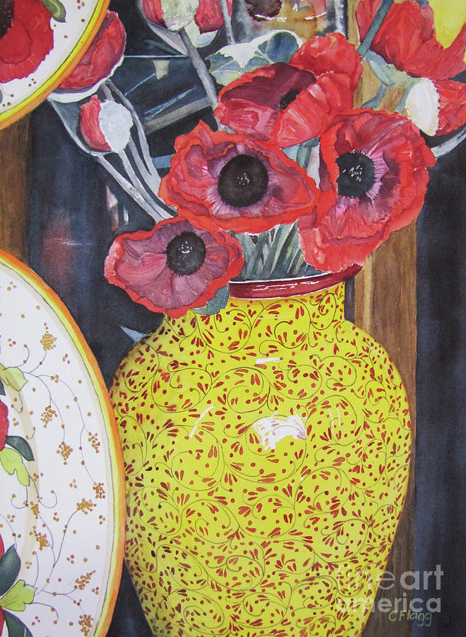 Paper Poppies Painting by Carol Flagg