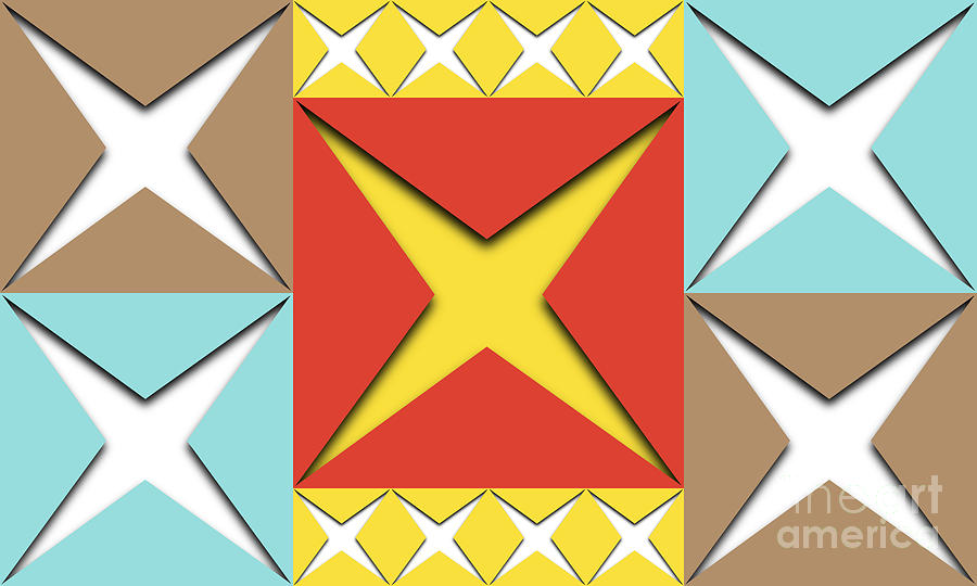 Paper Squares - 1-2-4 - Brown Yellow Red Blue Digital Art by Jason Freedman