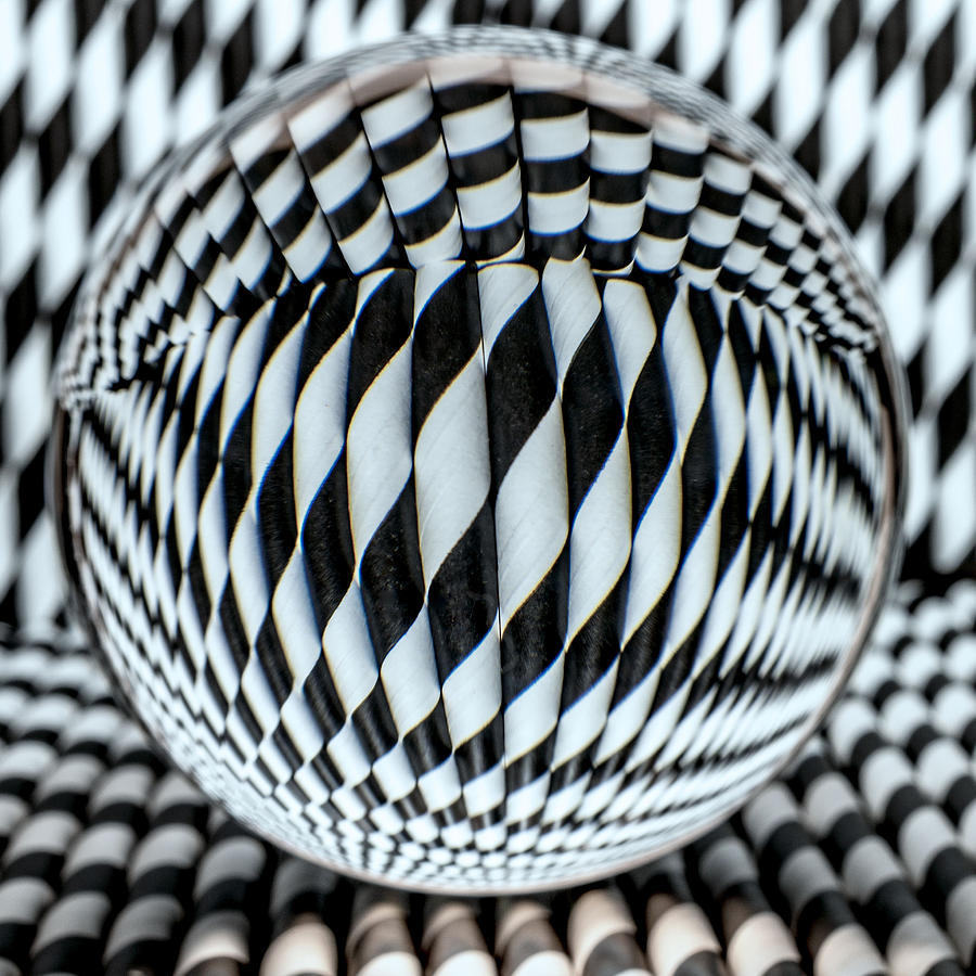 Black And White Photograph - Paper Straw Patterns by Sandi Kroll