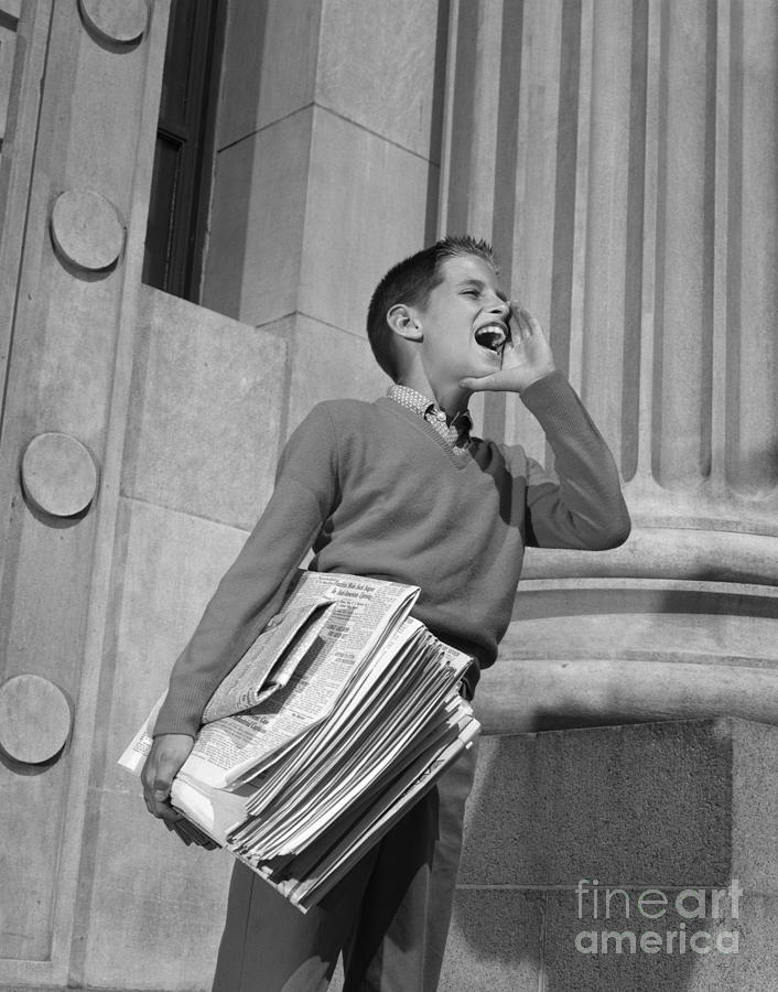 Paperboy Selling Newspapers, C.1950-60s by H. Armstrong Roberts/ClassicStock