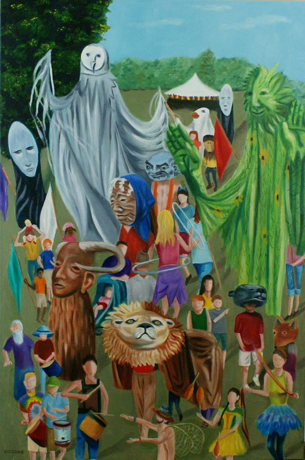Paperhand Puppet Parade Painting by Jill Ciccone Pike