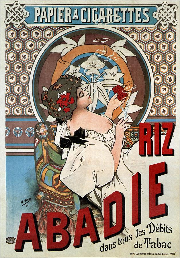 Papier A Cigarettes - Riz Abadie - Tobacco - Vintage Advertising Poster Mixed Media