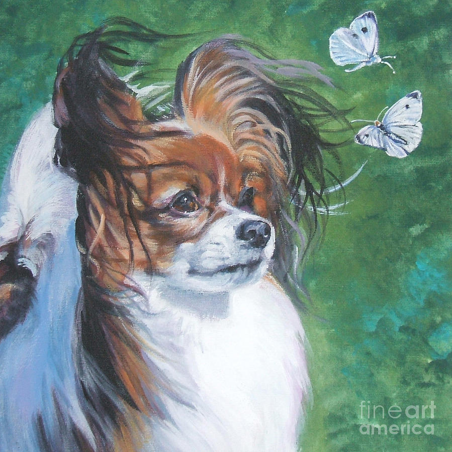 Papillon and butterflies Painting by Lee Ann Shepard