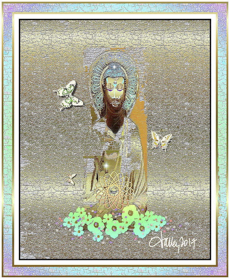 Blissful Butterfly Buddha Mixed Media by Larry Talley