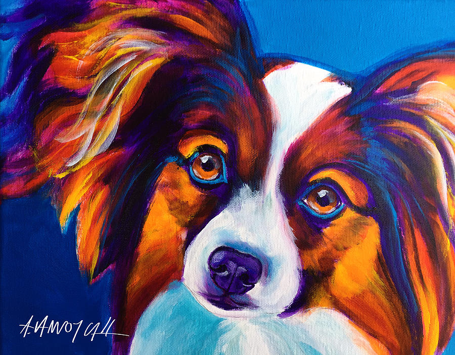 Dog Painting - Papillon - Butterfly by Dawg Painter