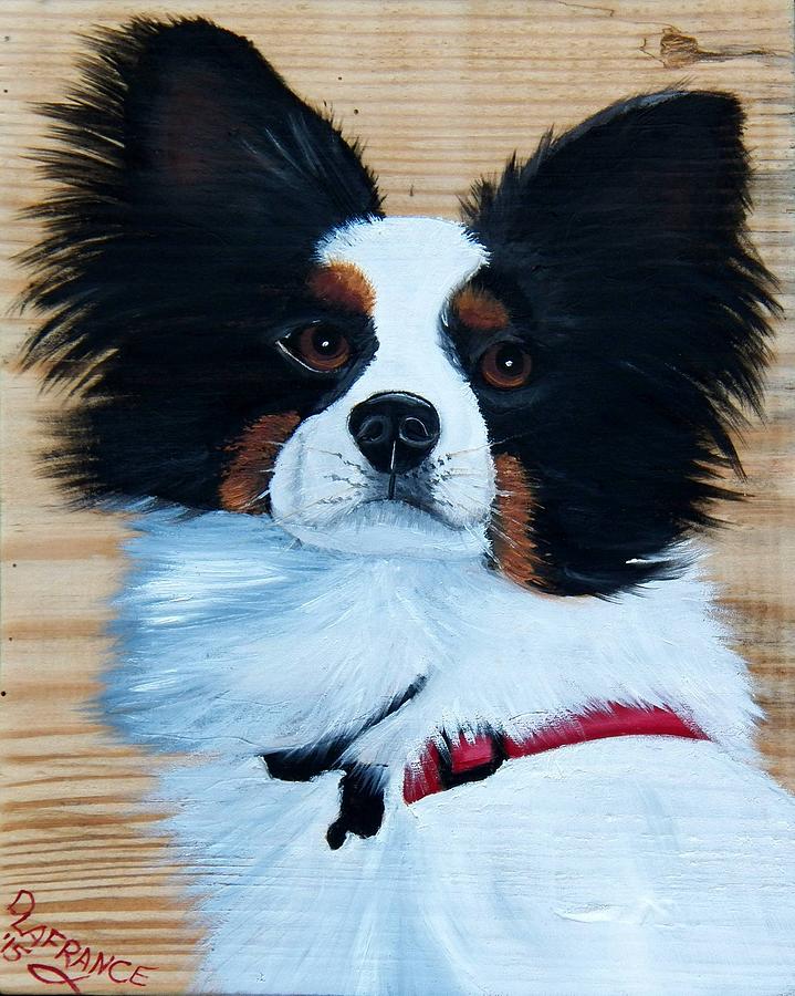 Nature Painting - Papillon Dog on Wood by Debbie LaFrance