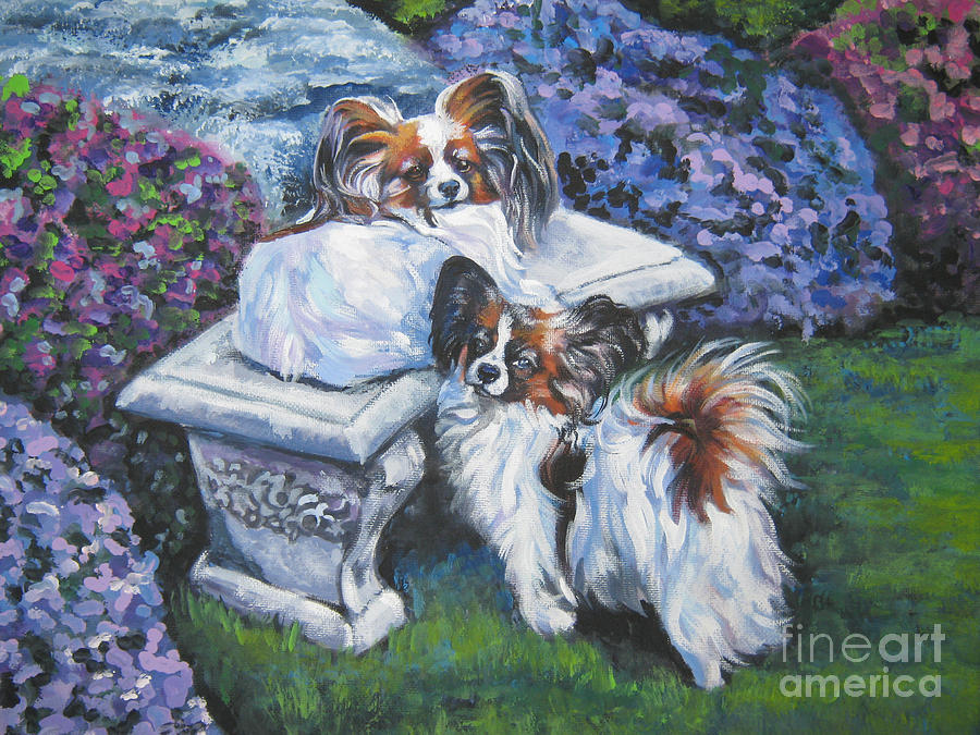 Papillon in the Garden Painting by Lee Ann Shepard