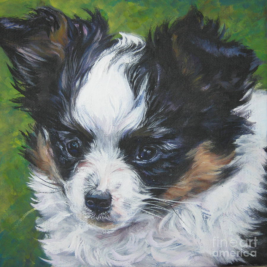 Papillon Pup Painting by Lee Ann Shepard