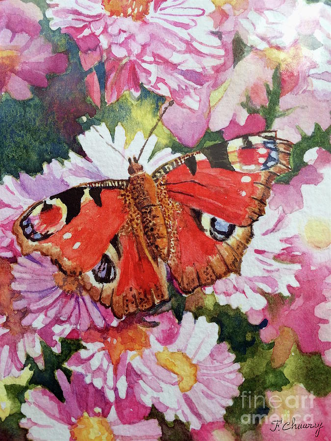 Papillon Rouge Painting by Francoise Chauray