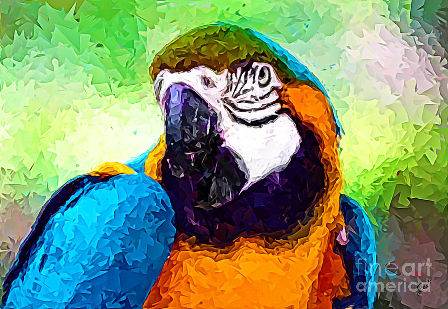 Pappagallo - Parrot Ara Ararauna Digital Art by - Zedi -