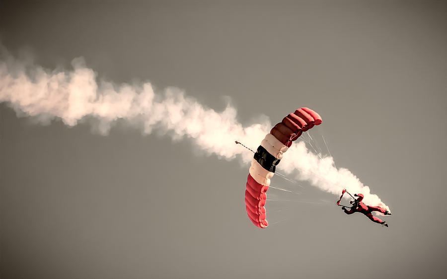 Parachute Photograph - Parachuting In by Martin Newman Parachute Photograph - Parachuting In by Martin Newman