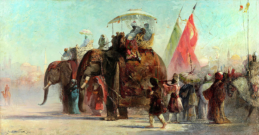 Parade Led by Elephants Painting by Douglas Arthur Teed